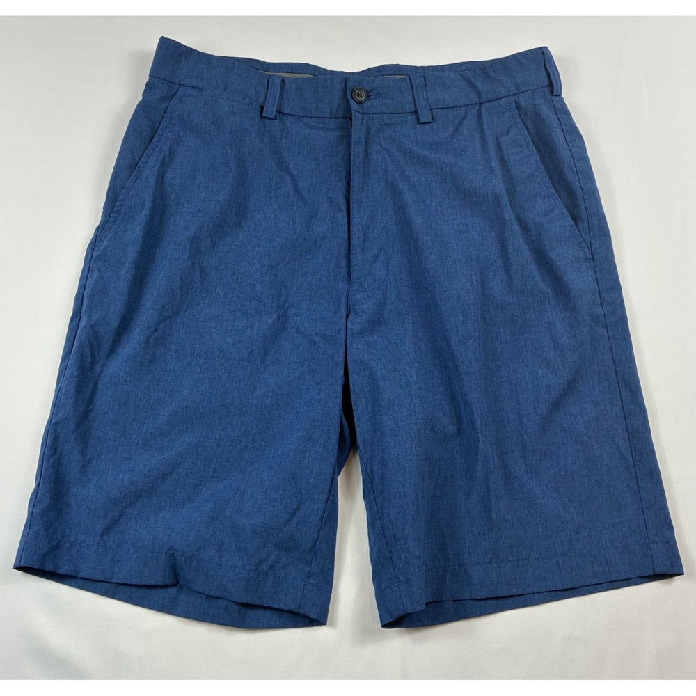 Grand Slam Golf Shorts Mens 32 Blue Heather Performance Flat Front Stretch Good
